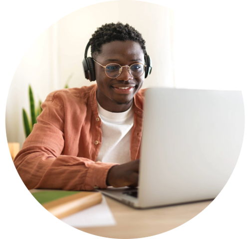 A man taking an assessment on a computer